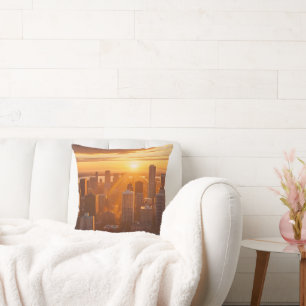 Cinematic Skyline at Golden Hour  Cushion
