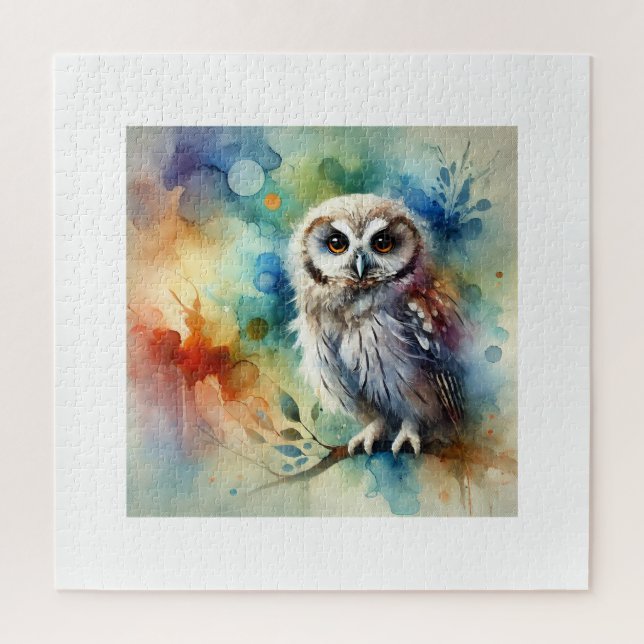 Cinereous Owl 240824AREF107 - Watercolor Jigsaw Puzzle (Vertical)
