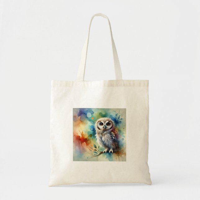 Cinereous Owl 240824AREF107 - Watercolor Tote Bag (Front)