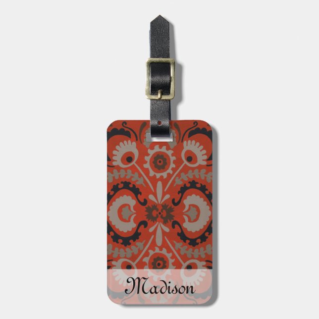 Cinnabar Suzani I Luggage Tag (Front Vertical)