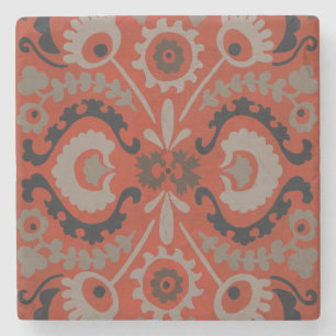 Cinnabar Suzani I Stone Coaster