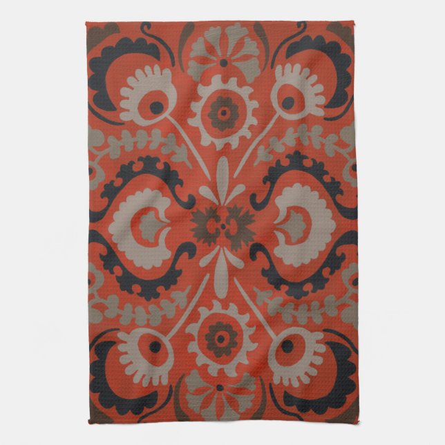 Cinnabar Suzani I Tea Towel (Vertical)