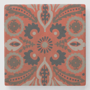 Cinnabar Suzani II Stone Coaster