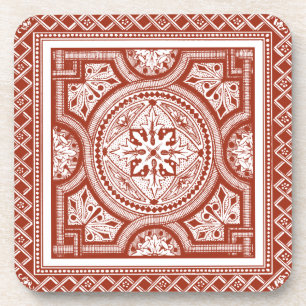 Cinnabar Woodblock IV Coaster