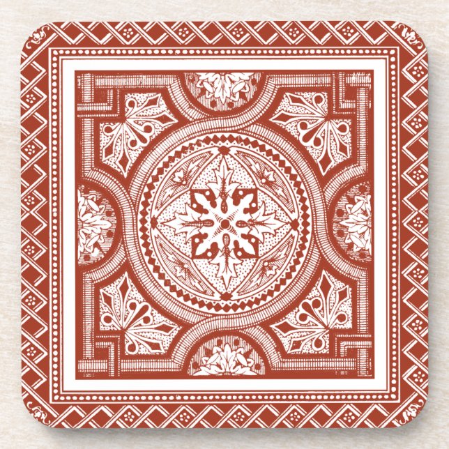 Cinnabar Woodblock IV Coaster (Front)