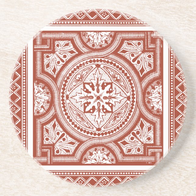 Cinnabar Woodblock IV Coaster (Front)