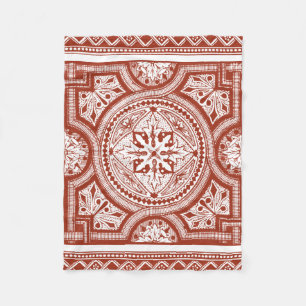 Cinnabar Woodblock IV Fleece Blanket