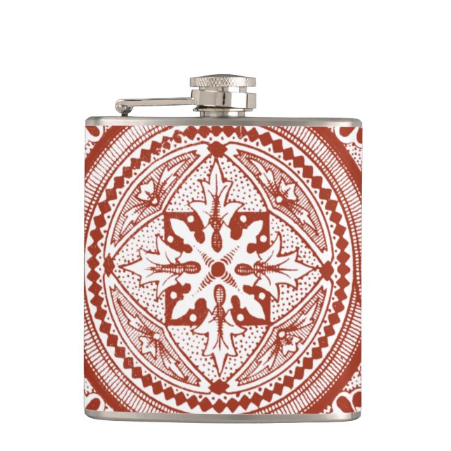 Cinnabar Woodblock IV Hip Flask (Front)
