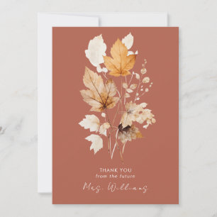 Cinnamon Autumn Leaves Bridal Shower Thank You Invitation