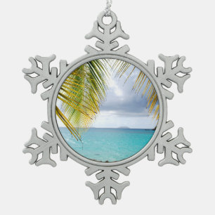 Cinnamon Bay, St. John USVI Snowflake Pewter Christmas Ornament