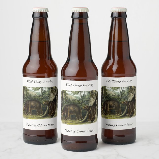 Cinnamon Bear from Audubon's Quadrupeds Beer Bottle Label (Bottles)