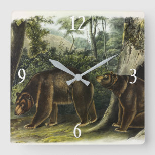 Cinnamon Bear from Audubon's Quadrupeds Square Wall Clock