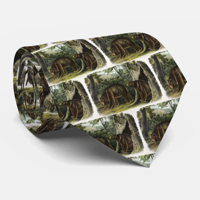 Cinnamon Bear from Audubon's Quadrupeds Tie (Rolled)