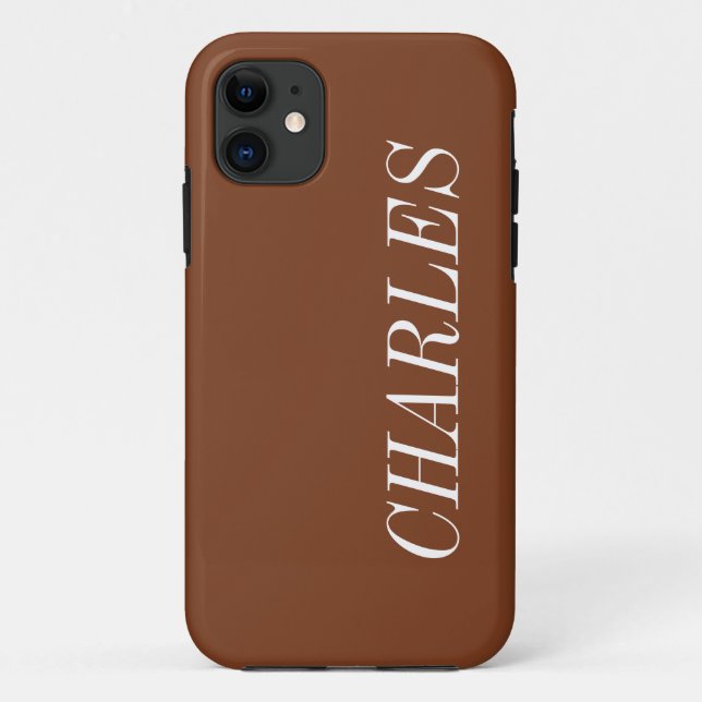 Cinnamon Brown Solid Colour | Minimalist Name Case-Mate iPhone Case (Back)