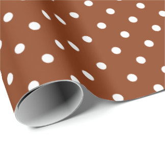 Cinnamon Brown | White Polka Dot Wrapping Paper
