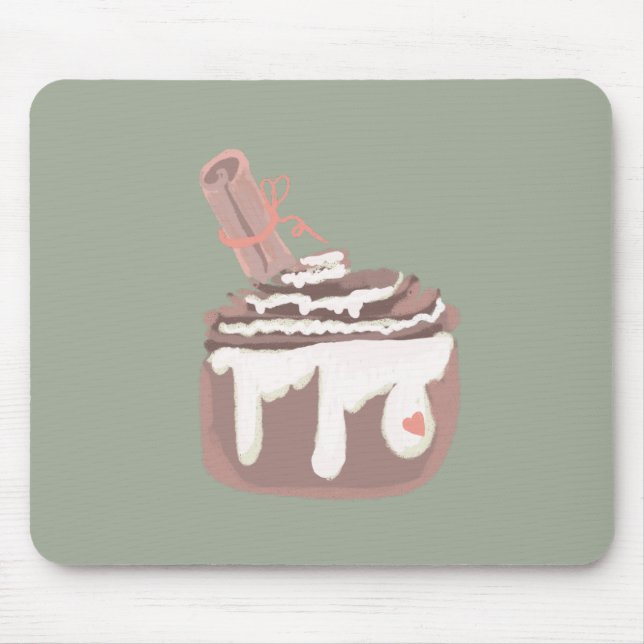 Cinnamon Bun Dessert Hand Drawn Art Mouse Pad (Front)
