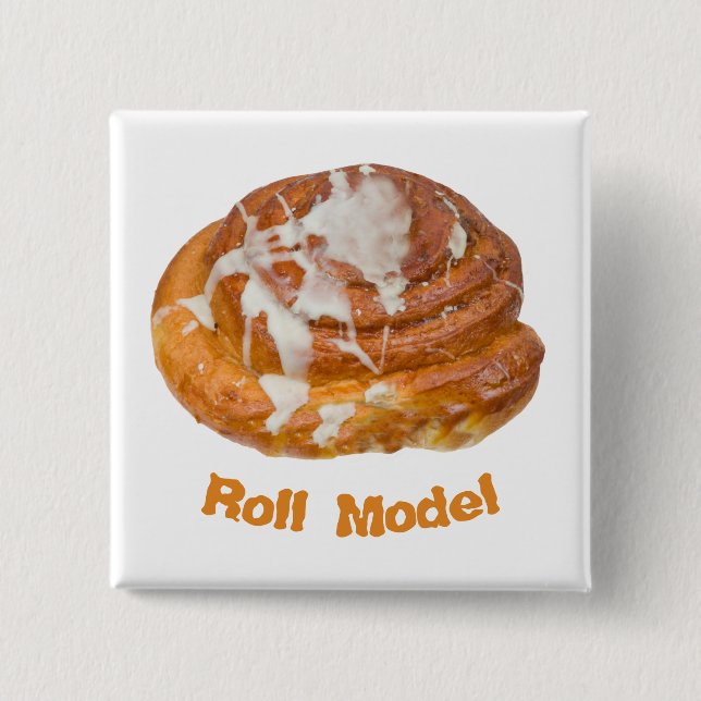 Cinnamon Bun Roll Model 15 Cm Square Badge (Front)