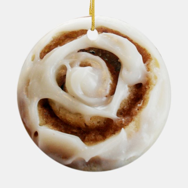 Cinnamon Bun with Icing Ceramic Ornament (Back)