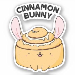 Cinnamon Bunny Cute Cinnamon Bun Pun Sticker