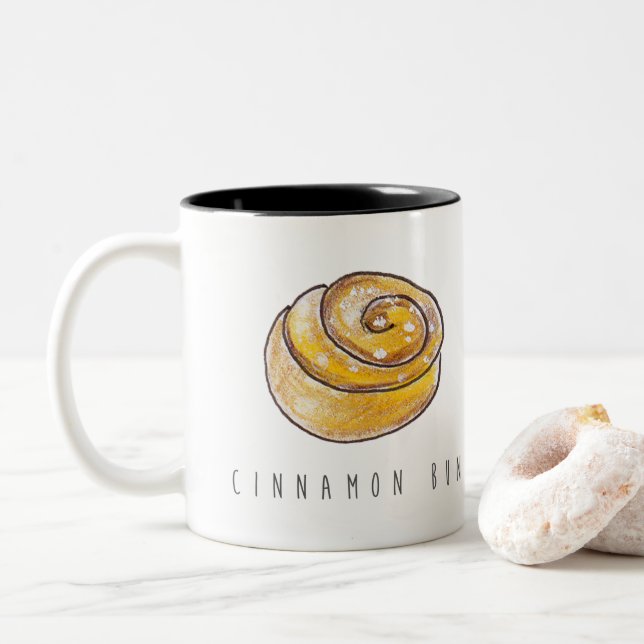 Cinnamon Buns Cinnamon Rolls Coffee Fika Two-Tone Coffee Mug (With Donut)
