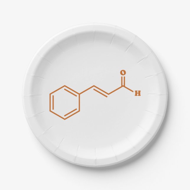 Cinnamon Cinnamaldehyde Molecular Chemical Formula Paper Plate (Front)