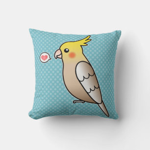 Cinnamon Cockatiel Parrot Bird With A Heart Cushion