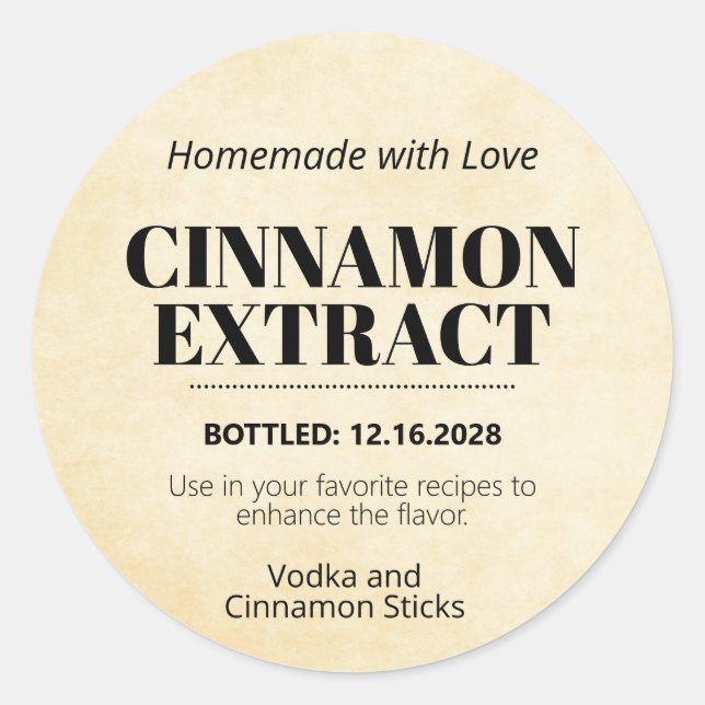Cinnamon Extract Modern Label Sticker ZEX_001e (Front)