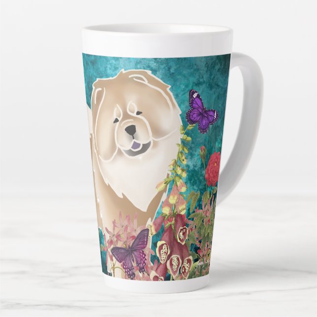 CINNAMON/FAWN-GINKGO CHOW- Latte Mug (Right Angle)