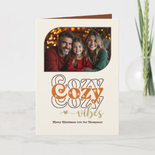 Cinnamon Glow Cosy Vibes Retro Christmas Photo Holiday Card