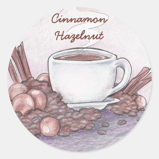 Cinnamon Hazelnut Coffee Classic Round Sticker (Front)