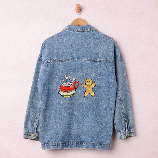 cinnamon hot cocoa & gingerbread man cookie denim jacket (Hangar)