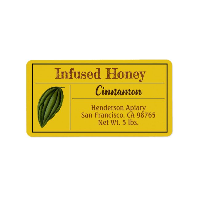 Cinnamon Infused Honey Product Label (Front)