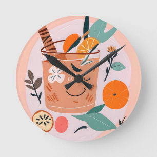 Cinnamon & Orange Cocktail Round Clock