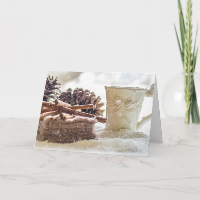 Cinnamon Pinecone & Coffee Recipe Christmas Card (Front)