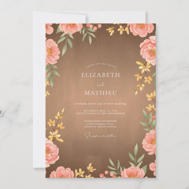 Cinnamon Pink Petal Wedding Invitation (Front)