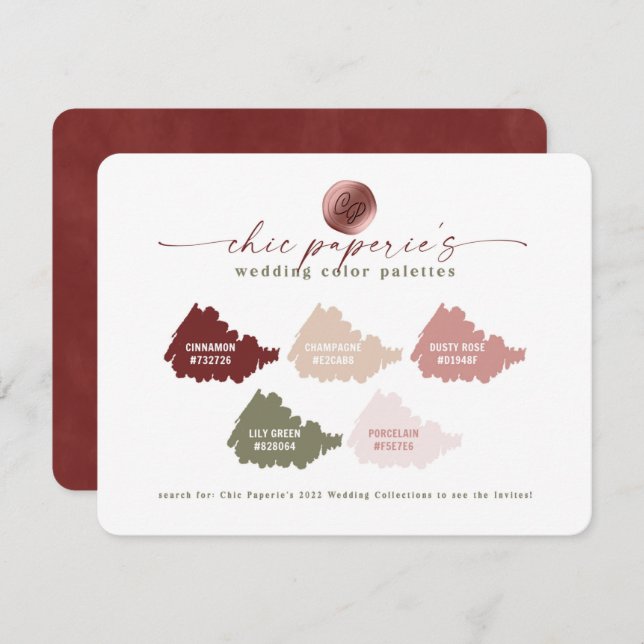 Cinnamon & Pink Spring Wedding Colours Palette Car (Front/Back)