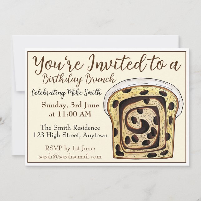 Cinnamon Raisin Bread Loaf Brunch Breakfast Toast Invitation (Front)