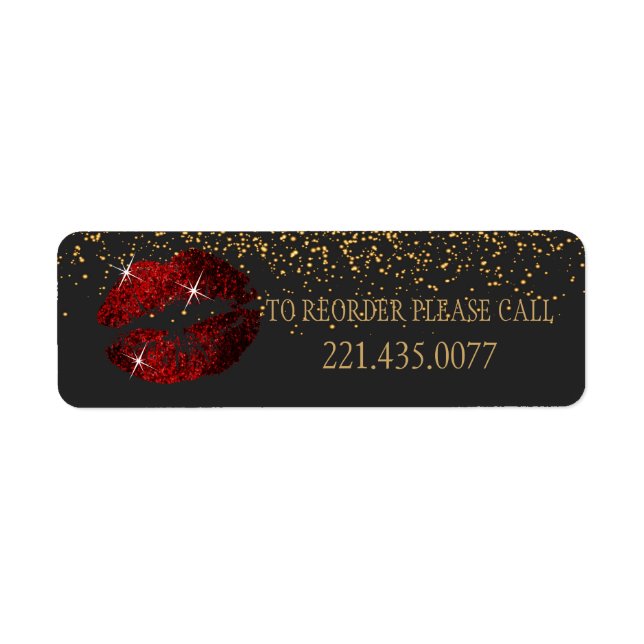 Cinnamon Red Glitter Lips - Reorder Return Address Label (Front)
