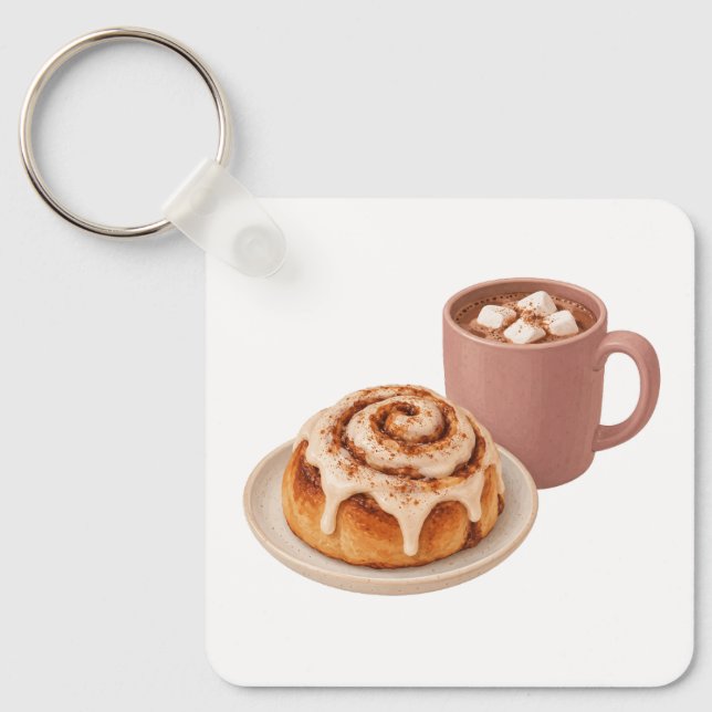 Cinnamon Roll and Cocoa Key Ring (Front)