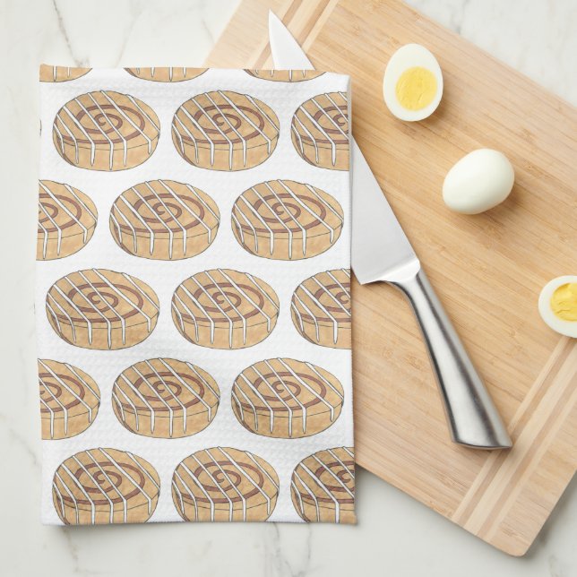 Cinnamon Roll Bun Pastry Bakery Breakfast Food Tea Towel (Quarter Fold)