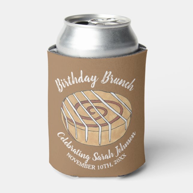 Cinnamon Roll Bun Pastry Birthday Party Brunch Can Cooler (Can Front)