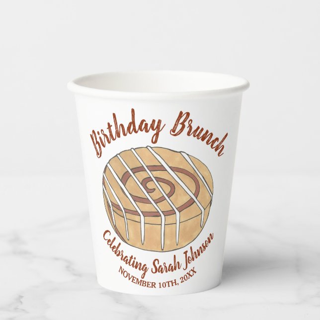 Cinnamon Roll Bun Pastry Birthday Party Brunch Paper Cups (Front)