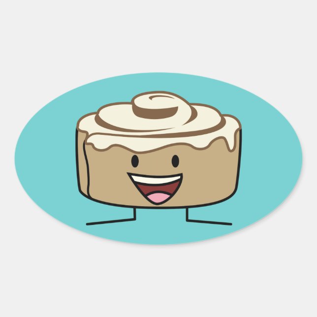 Cinnamon Roll Bun pastry gooey sugar swirl Danish Oval Sticker (Front)