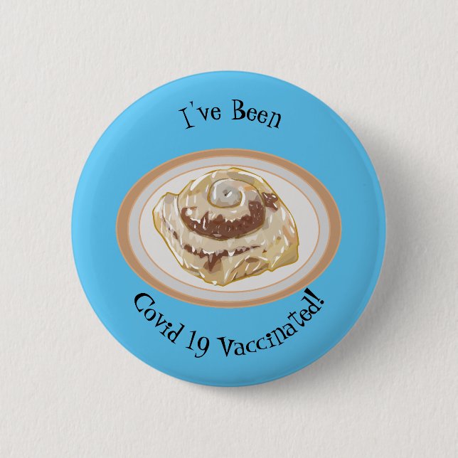 Cinnamon roll cartoon illustration  6 cm round badge (Front)