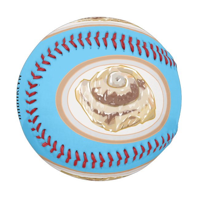 Cinnamon roll cartoon illustration baseball (Front Left)