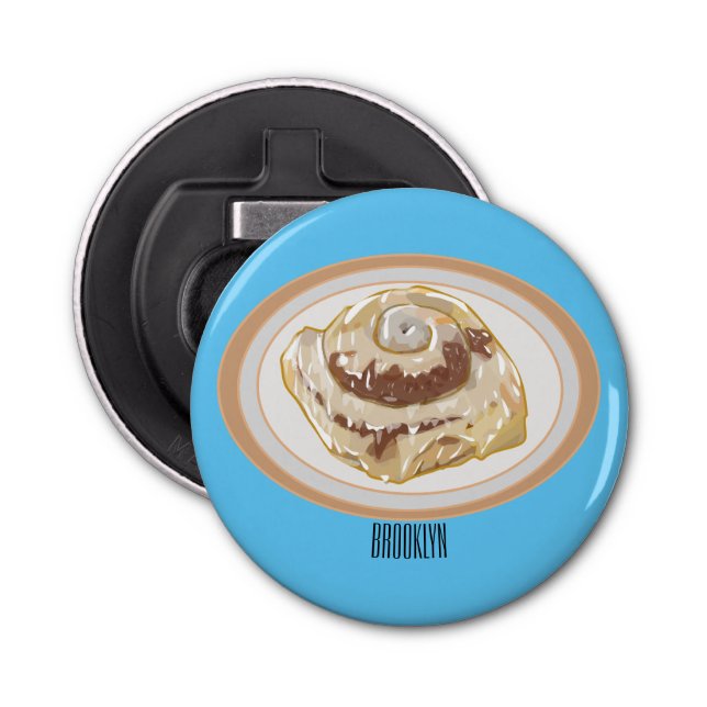 Cinnamon roll cartoon illustration bottle opener (Front)