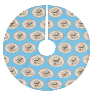 Cinnamon roll cartoon illustration  brushed polyester tree skirt