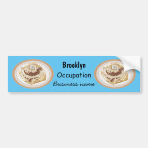Cinnamon roll cartoon illustration bumper sticker