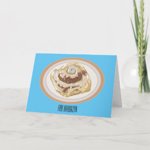 Cinnamon roll cartoon illustration card