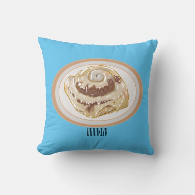 Cinnamon roll cartoon illustration  cushion (Front)